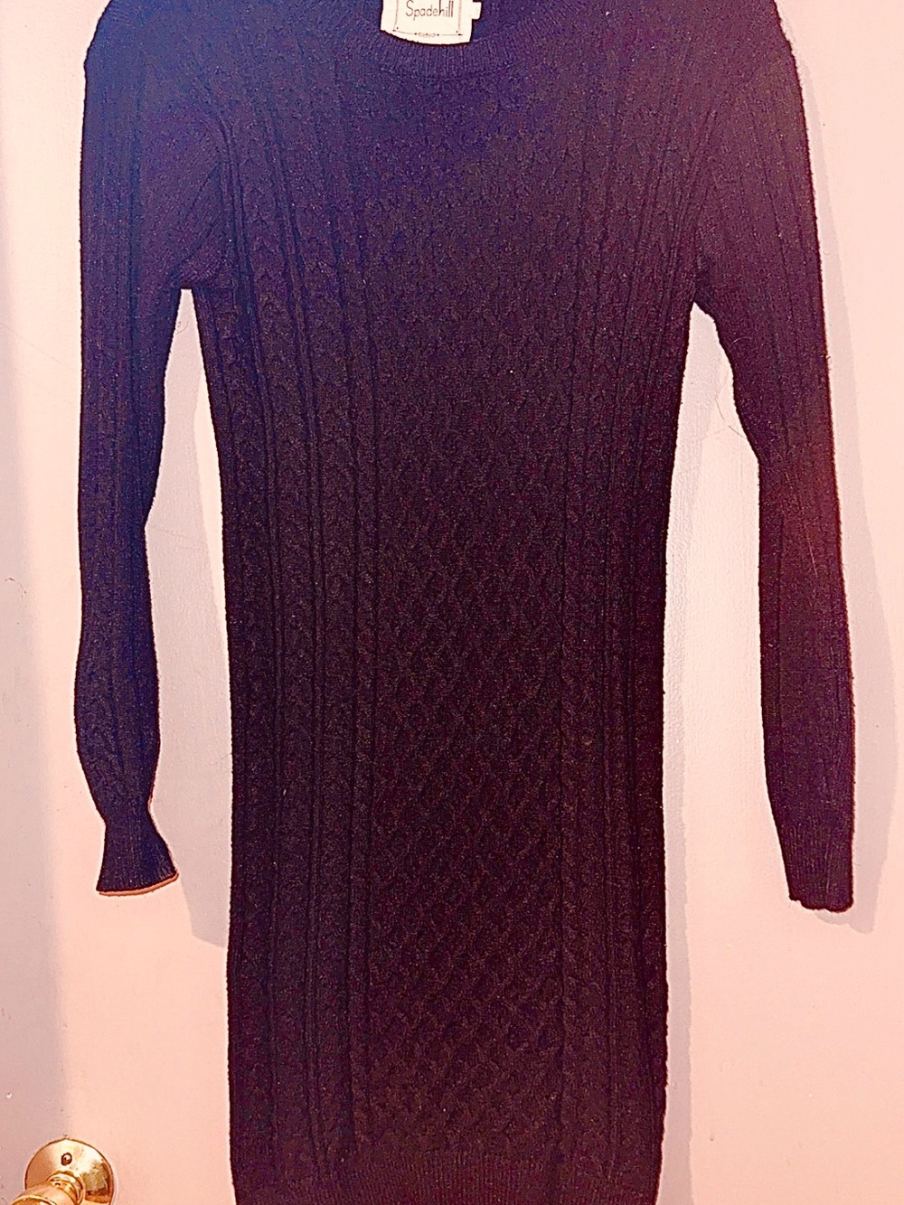 Black Cable Knit Long Sleeve Sweater Dress